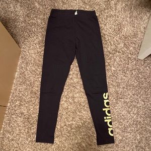 Adidas black cotton leggings with gold glitter. Size small.